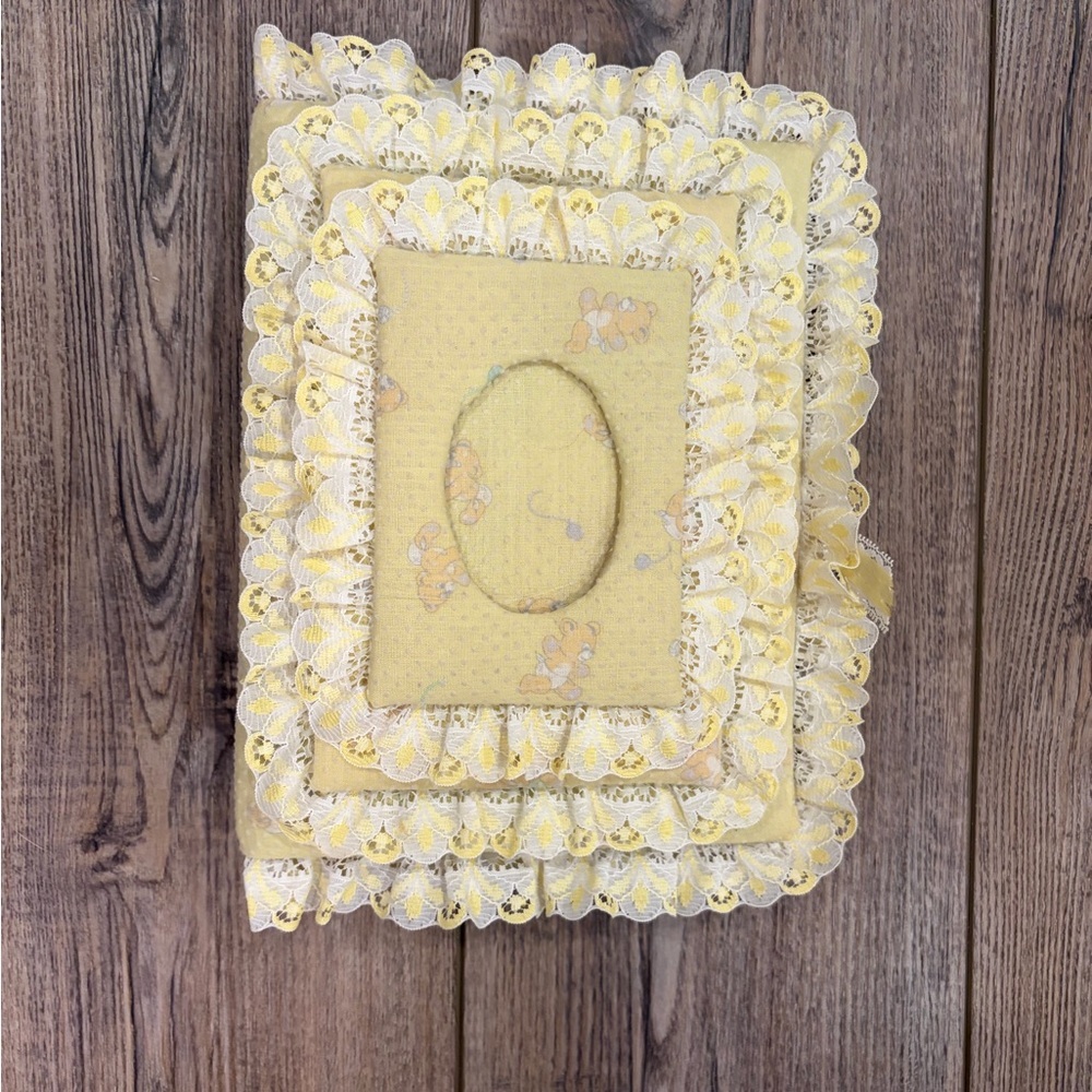 Vintage Yellow Lace Trim Photo Album 3-Ring Binder • Cottagecore Keepsake